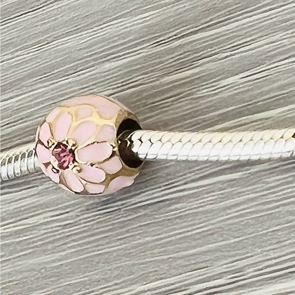 Gold plated pink crystal & Enamel Bracelet charm - Picture 4 of 5